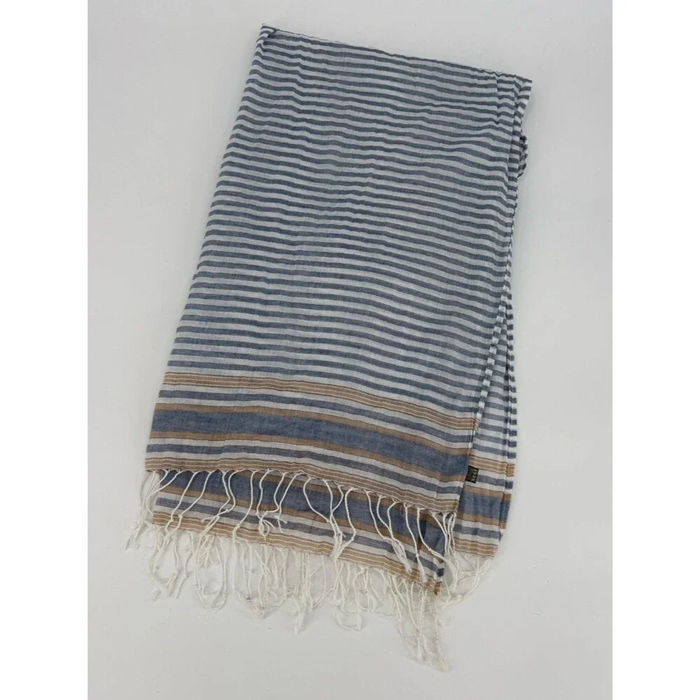 REI Lightweight Cotton Striped Fringe Scarf | Blue Multi | One Size